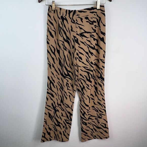 Le Lis Tan Zebra Stripe Silky Wide Leg Dress Pant (Medium) - Picture 3 of 13